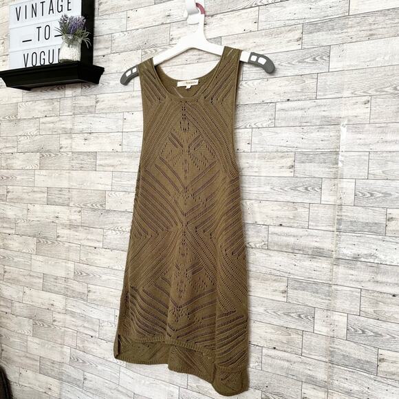 REWIND Olive Green Crochet Mini Tank Dress, M, NWOT! - Picture 4 of 8